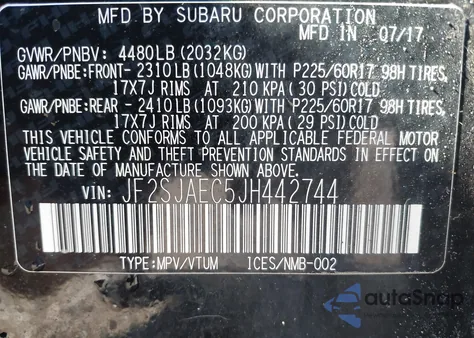 2018 Subaru Forester 2.5I Premium из США, поврежденный, VIN JF2SJAEC5JH442744